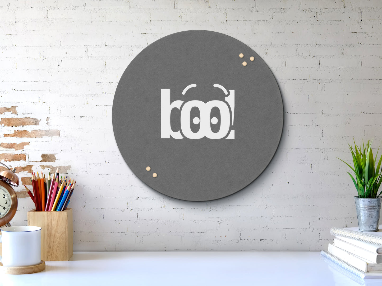 Pinnwand aus Filz - Rund mit Logo oder Text