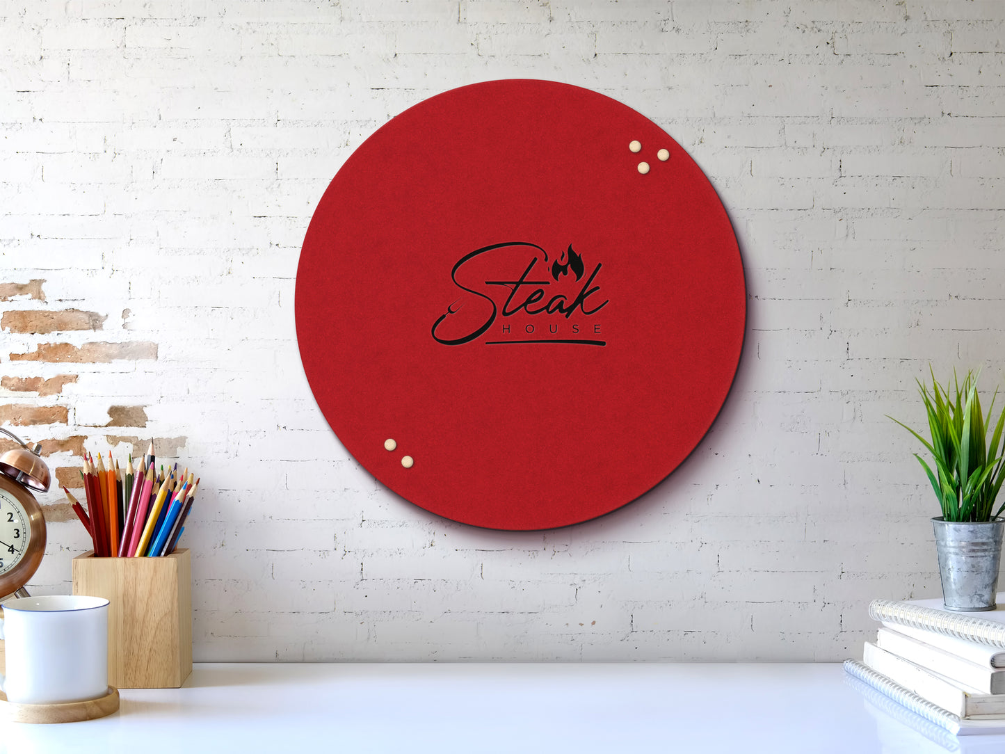 Pinnwand aus Filz - Rund mit Logo oder Text