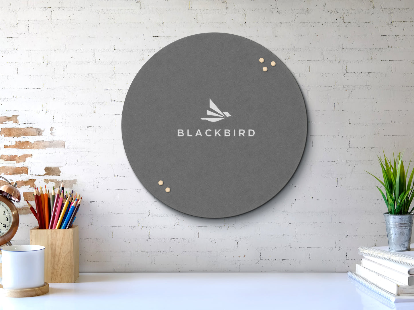 Pinnwand aus Filz - Rund mit Logo oder Text
