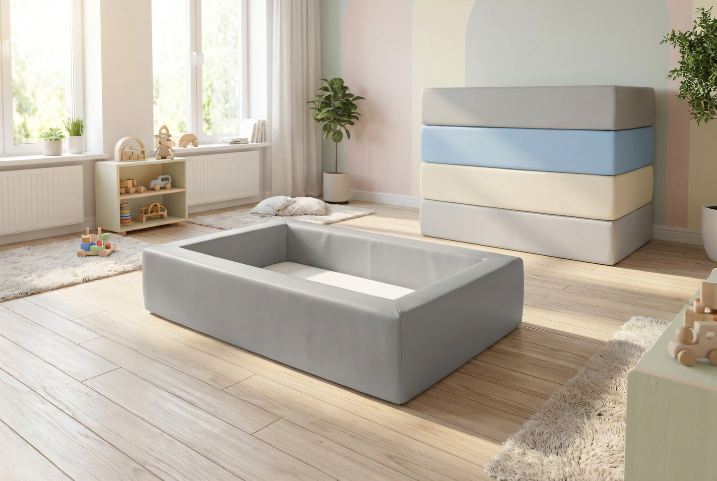 Vaahtomuovista valmistettu pinnasänky, pinottava ja pyyhittävä